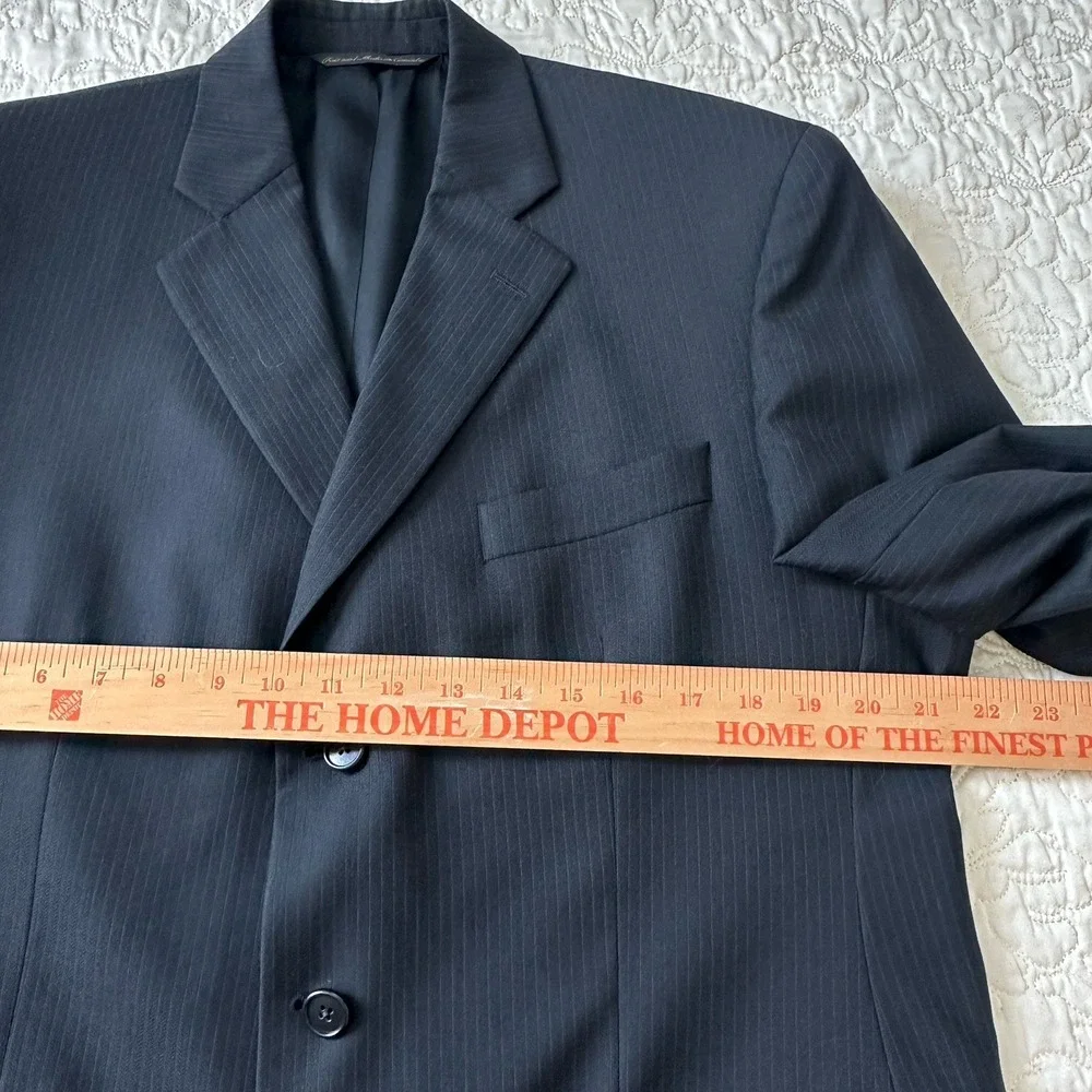 Jack Victor Blazer Suit Sport Coat Men's 42S‎ Black Pin Stripe Lane CT 100% Wool